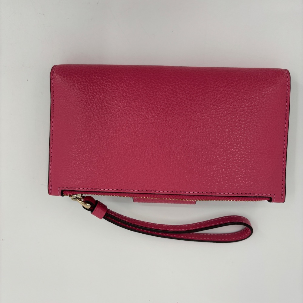 Coach Wristlet Wallet Womens Pink Red Striped Pebbled Leather C3363 - Picture 10 of 10